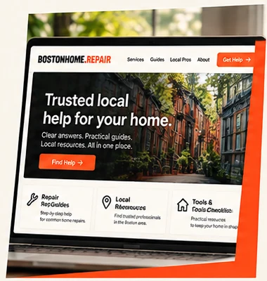 Illustrative BostonHome.Repair development concept on a laptop